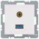 Berker 3315398989 USB / 3.5mm audio socket S.1/B.3/B.7 pws glass, glossy