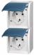 Busch Jaeger 2CKA002084A0701 BJ 20-02EW-53 Steckdose mit Klappdeckel senkrecht 2f ocean IP44 grau/blau