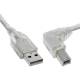 InLine® USB 2.0 Kabel, A an B rechts abgewinkelt, transparent, 3m