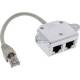 InLine® ISDN Port-Doppler, 1x RJ45 Stecker an 2x RJ45 Buchse, mit Kabel