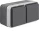 Hager WNC144 socket outlet SCHUKO AP 2f horizontal with hinged cover 4 cable entries W.1 IP55 grey