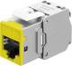 Goobay Keystone-Modul RJ45 CAT 6A, STP, Slim, gelb, 16,6 mm breit, Krokodil-Typ, Schneidklemme für werkzeugfreie LSA-Montage