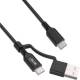 InLine® 2-in-1 USB-C Kabel + USB-A Adapter, USB 2.0, 100W, TPE, schwarz, 2m