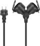 Goobay 65435 Doppel-Verlängerungskabel Outdoor, 10 m, schwarz, 3×1,5 mm², Schutzkontaktstecker Hybrid (Typ E/F, CEE 7/7) > 2× Schutzkontaktbuchse (Typ F, CEE 7/3)