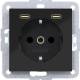 Hager WAS4055BG Steckdose SCHUKO mit USB Typ C 2fach PD 20W A.x/C.x nachtschwarz