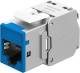 Goobay Keystone module RJ45 CAT 6A, STP, Slim, blue, 16.6 mm wide, crocodile type, cut clamp for tool-free LSA mounting