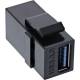 InLine® USB 3.1 Keystone Snap-In Einsatz, USB-A Buchse / Buchse, schwarz