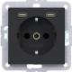 Hager WAS4055BM Steckdose SCHUKO mit USB Typ C 2fach PD 20W A.x/C.x nachtschwarz