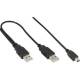 InLine® USB Mini-Y-Kabel, 2x Stecker A an Mini-B Stecker (5pol), 1,0m