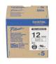 Brother label tape 12 mm x 8 m white/black (5er)