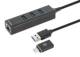 Manhattan 180894 3-port USB 3.0 Type-C / Type-A combo hub with Gigabit Ethernet network adapter USB-A connector with removable USB-C adapter plug to RJ45 socket and three USB-A sockets