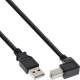 InLine® USB 2.0 Kabel USB-A auf USB-B, unten abgewinkelt, schwarz, 1m