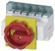 Siemens 3LD21033VK53 Main / emergency stop switch 6pol. IU = 25, P / AC-23A at 400V = 9,5kW Vierlochbef.