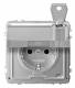 Merten MEG2316-7260 Socket outlet BRS, Klappd. + Schriftf. abs.versch. alu AQUA