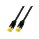 Patchkabel RJ45, CAT6A 500Mhz, 20m, schwarz S-STP(S/FTP) PUR(Industrie), AWG26, mit CAT7 Rohkabel,