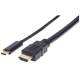Manhattan 151764 4K@30Hz USB-C auf HDMI-Adapterkabel, USB-C-Stecker auf HDMI-Stecker, 2 m, vergoldete Kontakte, schwarz