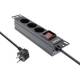 InLine® 25,4 cm ( 10 inch ) PDU, 3-way earthing contact, with switch, 2m, black