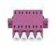 Fiber optic coupling, LC socket/LC socket, 50/125u multimode OM4, heather violet, quad, PVC, with flange, Synergy 21