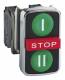 Schneider Electric XB4BA731327 Schneider triple push button. 1S1Ö1S Bez.I gn STOP red forward. Reference II gn