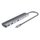 Manhattan 181167 7-Port 10G/5G USB-C / USB-A Hub 4+3 mit Power Delivery USB-C-Stecker auf vier USB-C-Ports und drei USB-A-Ports, bis zu 10 Gbit/s SuperSpeed+ USB (USB 3.2 Gen 2), Stromversorgung über USB oder 100 W USB-C PD-Ladeport, Aluminium, Space Grau