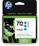 HP 3ED77A 712 3x Cyan Tintenpatrone 