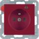 Berker 6765098915 Steckdose mit Schutzkontaktstift und Kontroll-LED, Glas, rot,