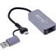 InLine USB 3.2 Netzwerkadapter Kabel,USB-C+A zu RJ