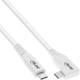 InLine® USB4 Kabel, USB-C, gewinkelt, PD 240 W, 8K60Hz, TPE, weiß, 1 m