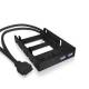 Einbaurahmen IcyBox 2x6,3 cm ( 2,5 Zoll ) HDD/SSD -> 8,9 cm ( 3,5 Zoll ) Schacht + 2x USB retail