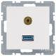 Berker 3315391909 USB/3.5mm audio socket S.1/B.1/B.3/B.7 glass polar white