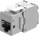 Goobay Keystone-Modul RJ45 CAT 6A, STP, Slim, hellgrau, 16,6 mm breit, Krokodil-Typ, Schneidklemme für werkzeugfreie LSA-Montage