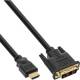 InLine® HDMI-DVI Kabel, schwarz / gold, HDMI Stecker auf DVI 18+1 Stecker, 3m