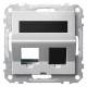Merten MEG4568-0460 inclined outlet 2-fold support + lettering for Mod.Jack aluminum