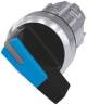 Siemens 3SU10522CC500AA0 3SU1052-2CC50-0AA0 Knebelschalter beleuchtet 22 mm rund Metall hochglanz blau lang 2 St.