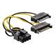 InLine® Power adaptor cable, 2x SATA male / 8pin PCI-Express male, 0.15m