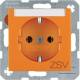 Berker 47501914 BER S1 Schuko Kombi ZSV mit , Schriftfeld orange matt