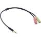 InLine® Headset Adapterkabel, 3,5mm Stecker an 2x3,5mm Buchse, schwarz, 0,25m