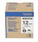 Brother HGE131V5 Label Tape - 12 mm Width x 8 m Length - Clear - 5 Roll