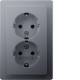 Doppelsteckdose SCHUKO 47596084 Abdeckplattenverlängerung BS Berker Q.1 alu samt