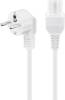 Goobay 30370 Warm appliances connection cable, 2 m, White, 3×0.75 mm², Schutzkontakt plug Hybrid (Type E/F, CEE 7/7) 90° > appliance socket C15