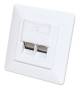 INTELLINET 2-Port Cat6a 10G Shielded RJ45 Wall Plate Flush Mount with Faceplate STP Signal White RAL9003