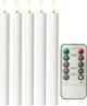 Goobay 5er-Set white LED real wax taper candles, incl. remote control, battery operated, warm white (2400 K), dimmable