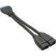 InLine® USB 3.0 Adapterkabel, 2x Buchse A auf Pfostenanschluss 19pol, 0,15m