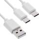 InLine® USB 2in1 Y-Ladekabel, 1x USB-A Stecker an 2x USB-C Stecker, weiß, 0,5m