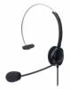 Manhattan 180498 Mono USB headset circumaural design (over-ear), single-sided earcup, wired, USB-A plug, integrated volume control, adjustable microphone, black