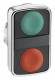 Schneider Electric ZB4BA7340 Schneider double push button without code. green flat/red flat metal D22mm