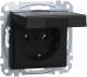 Merten MEG2311-0403 SCHUKO socket with hinged lid, plug-in terminals, matt black