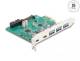 DELOCK USB 5 Gbps PCI Express x1 Card to 3 x external Type-A + 2 x external USB Type-C female and 1 x internal 19 pin USB