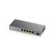 Zyxel Switch smart managed Layer2 6 Port ? 5x 1 GbE ? PoE Budget 60 Watt ? 5x PoE at ? 1x SFP ? Desktop ? Lüfterlos ? GS1350-6HP