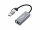 Equip Adapter USB-C->RJ45/USB-A Adapter St/Bu 0.15m Alu.